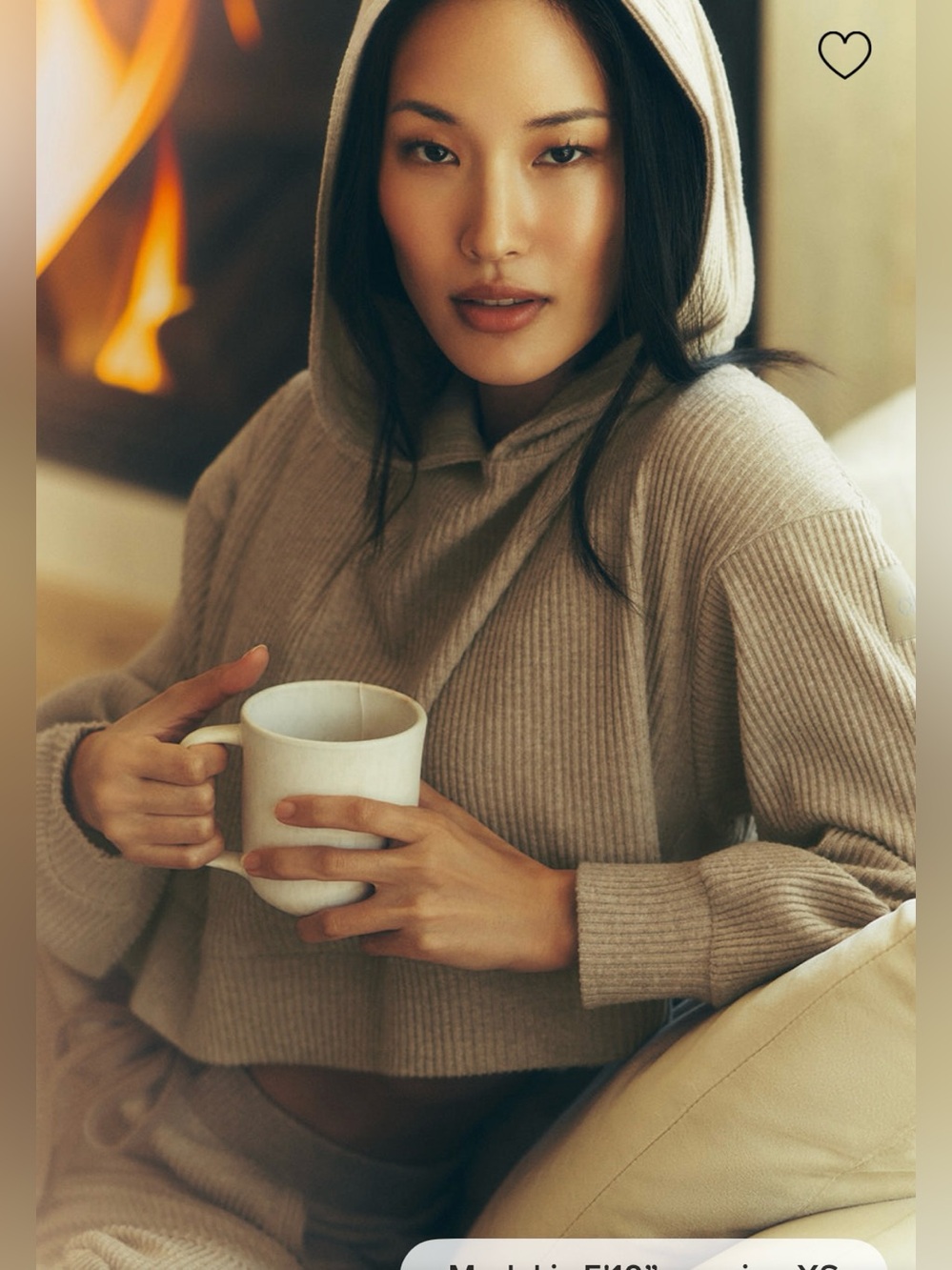 ALO Yoga Ribbed Muse Hoodie Sweater in Tan